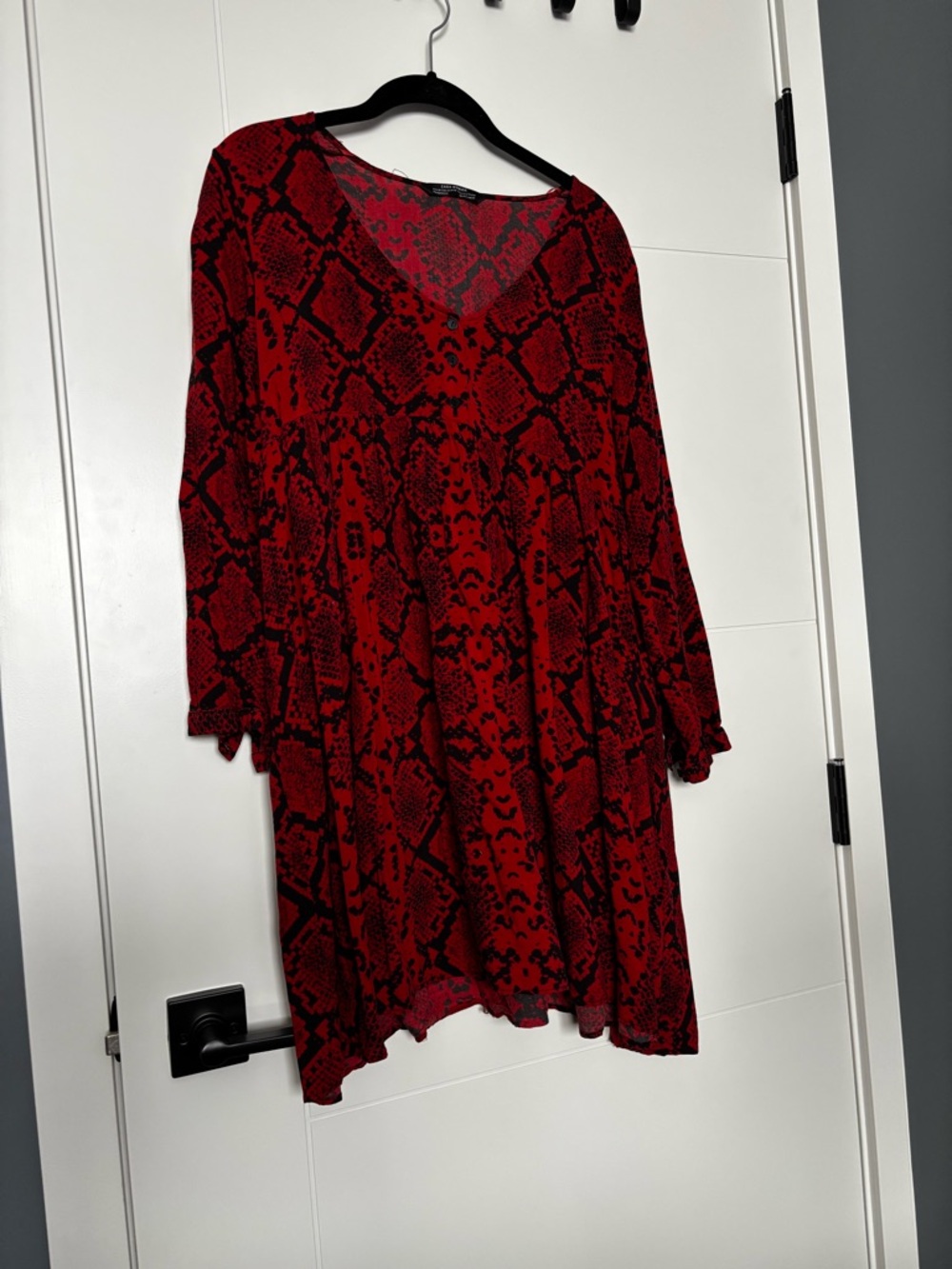 Red Snake Print V-Neck Women’s Dress